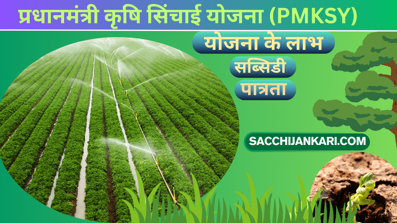 Pm krishi sinchai yojana की शुरुआत 1 जुलाई 2015 को की गई थी। इस योजना का मुख्य उद्देश्य किसानों को बेहतर सिंचाई सुविधा उपलब्ध कराना, पानी का सही उपयोग करना और "हर खेत तक पानी" पहुँचाना है। इसके योजना के जरिए भारतीय किसानों की आय को दोगुना करना और फसल उत्पादन को बढ़ावा देने का लक्ष्य रखा गया है।